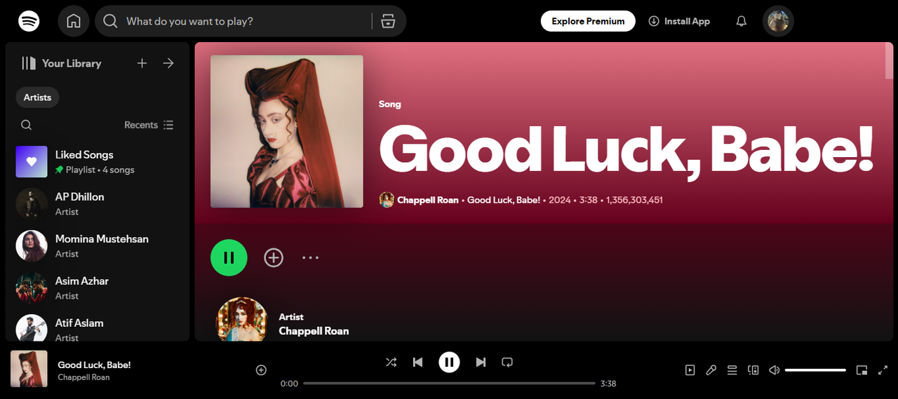 Cover of Good Luck, Babe - recognized as one of the most streamed songs on Spotify this week