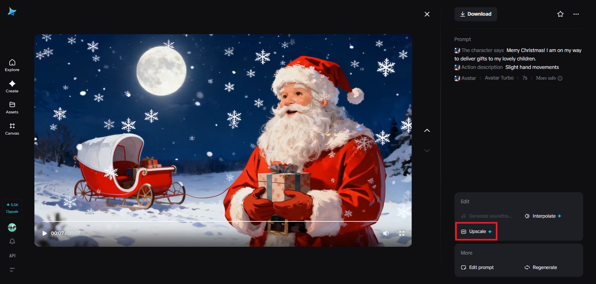 Recurso de upscale em Dreamina