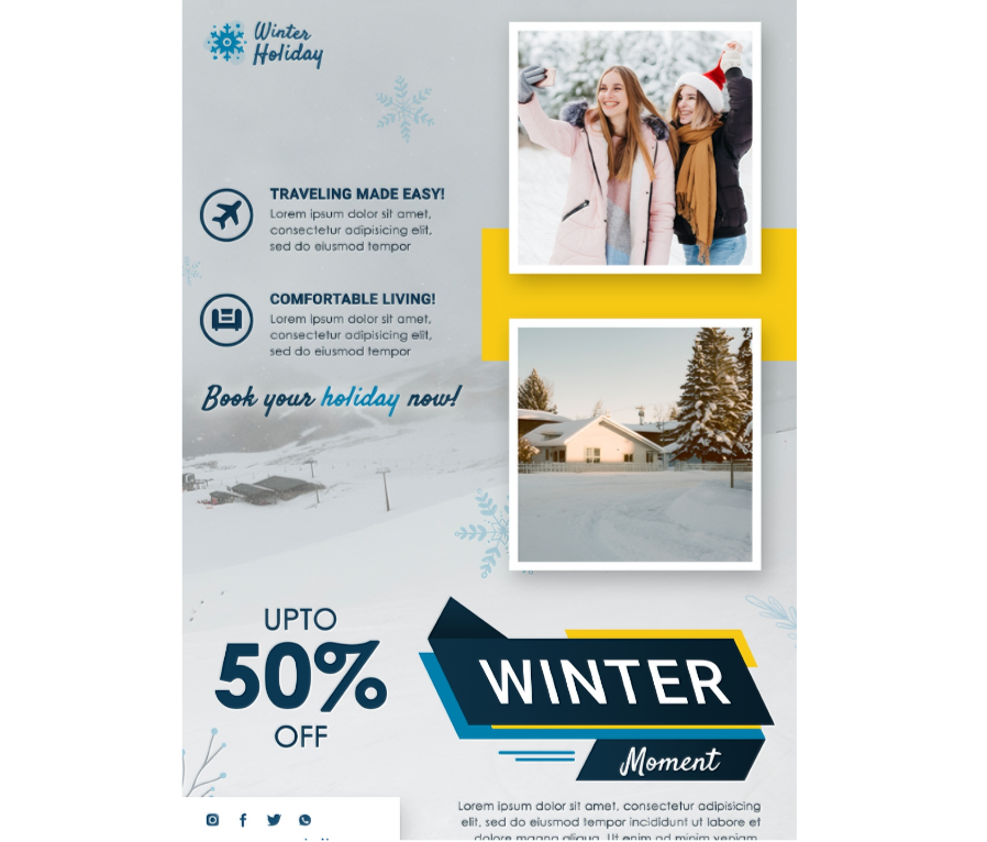 Winter Holiday travel flyer