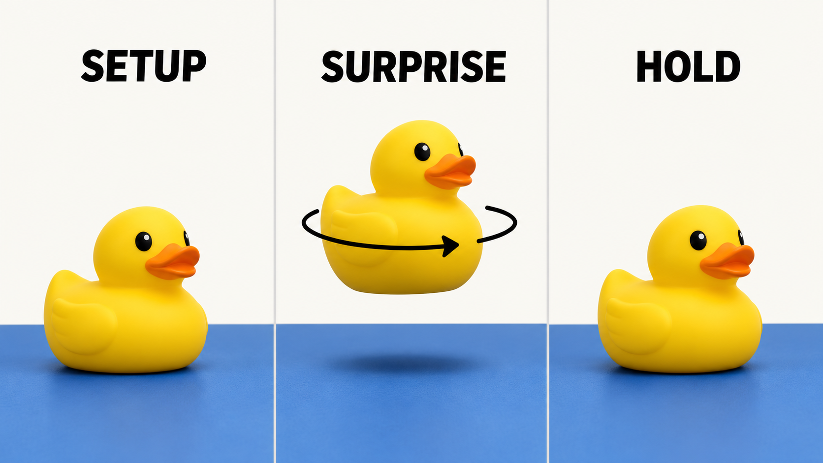 Concept sketch showing the duck resting then floating and returning to the table