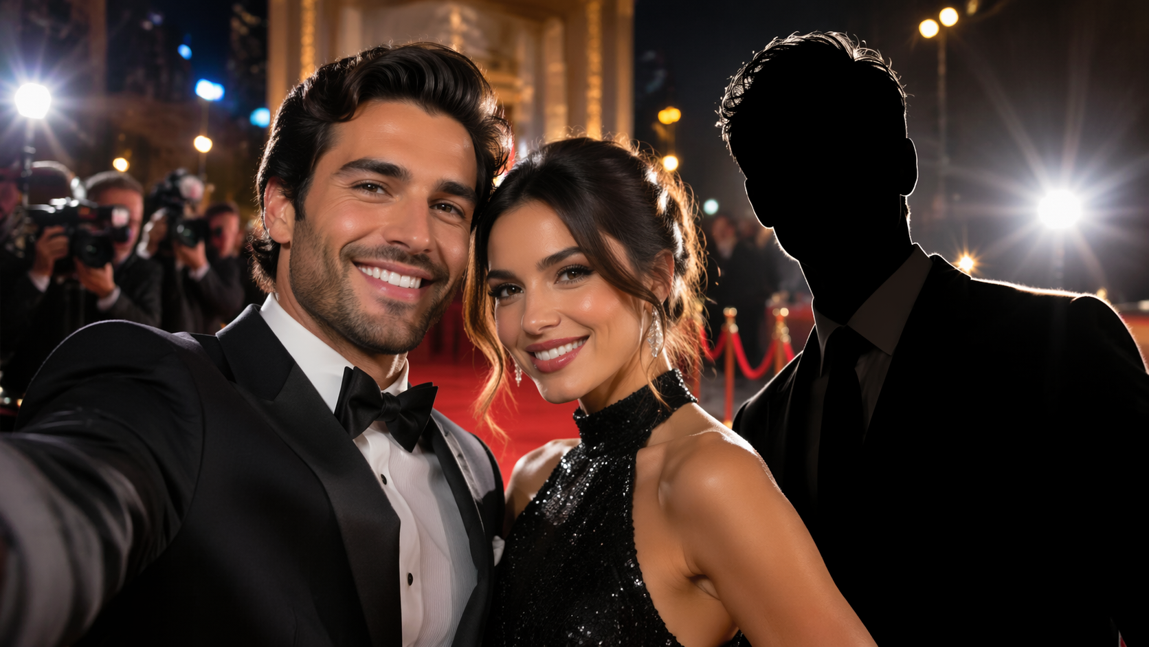Dreamina Selfie With Celebrity prompt example 5: Award Night Glow