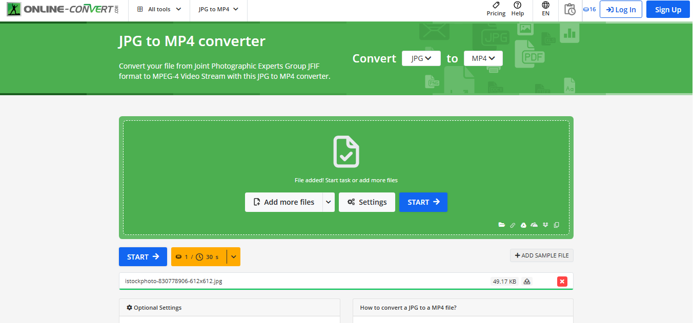 jpg to video converter free