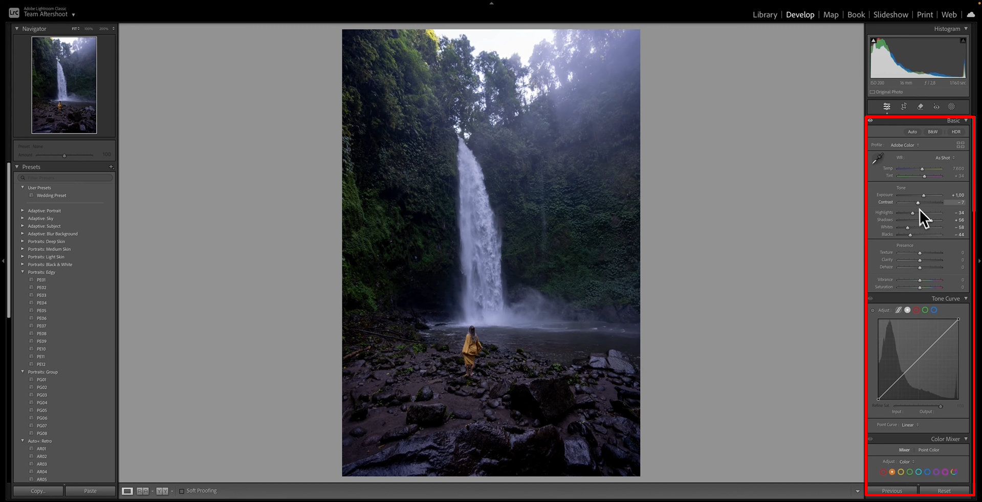 Adjusting exposure in the Lightroom photo editing app