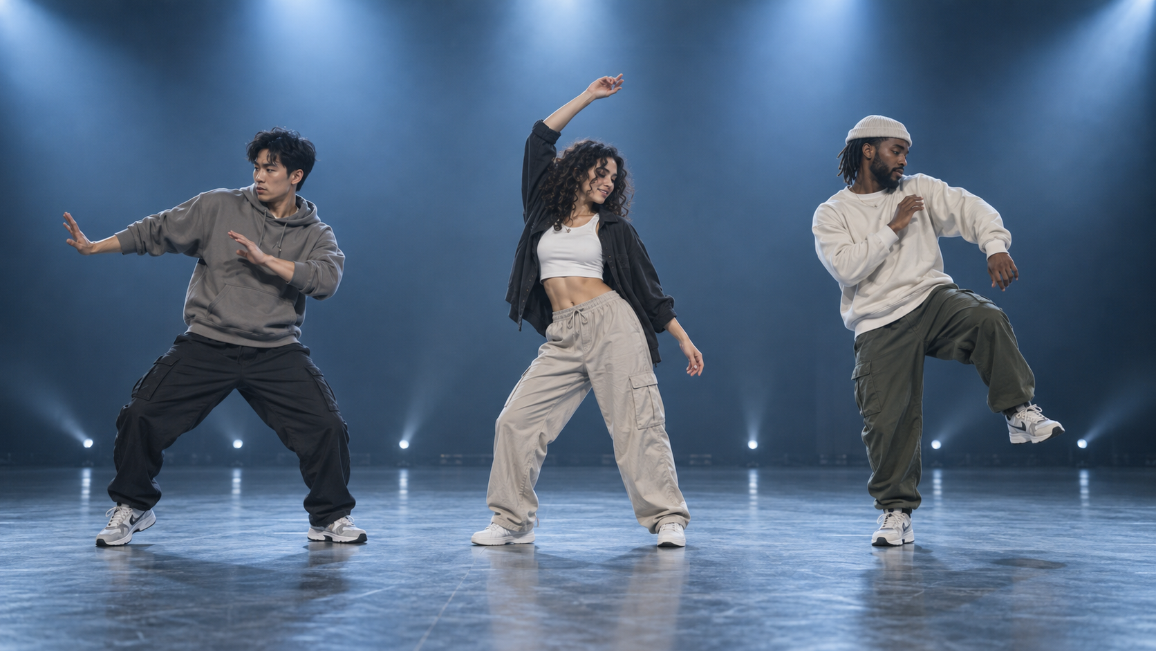 Three-Friend Dance Challenge example for gang gang dance ai video
