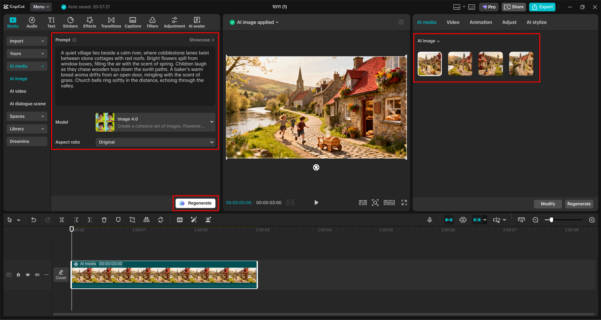 Generating images with AI in the CapCut desktop video editor