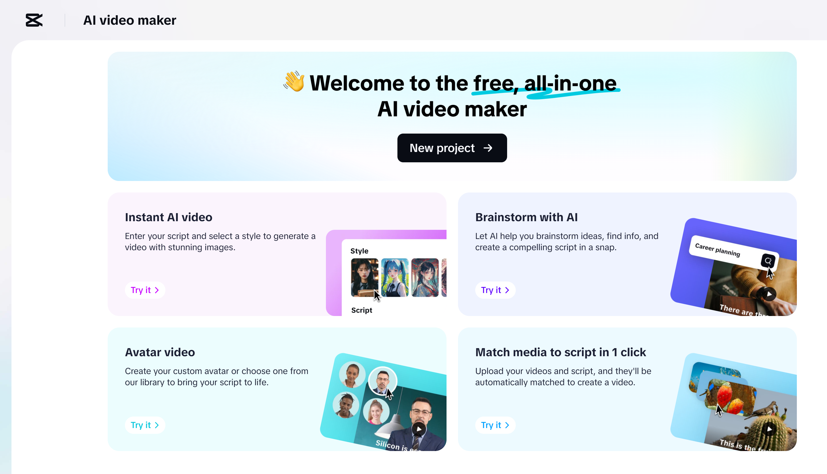 CapCut's AI video maker tool
