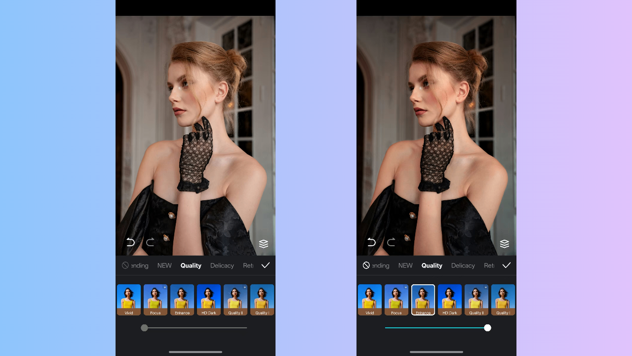 CapCut App's Enhance filter