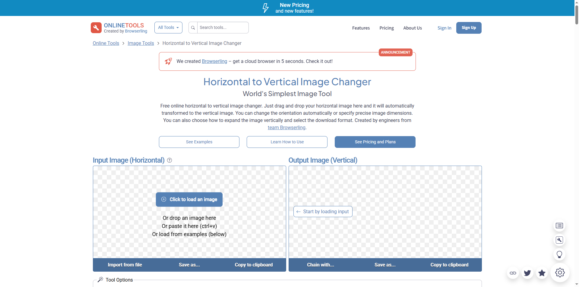 Interface do ONLINETOOLS