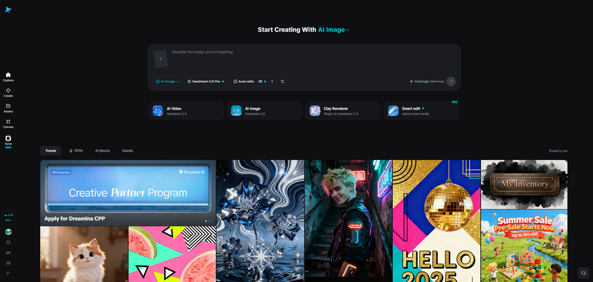Dreamina AI homepage