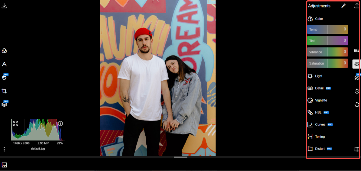 Apply adjustments to the image