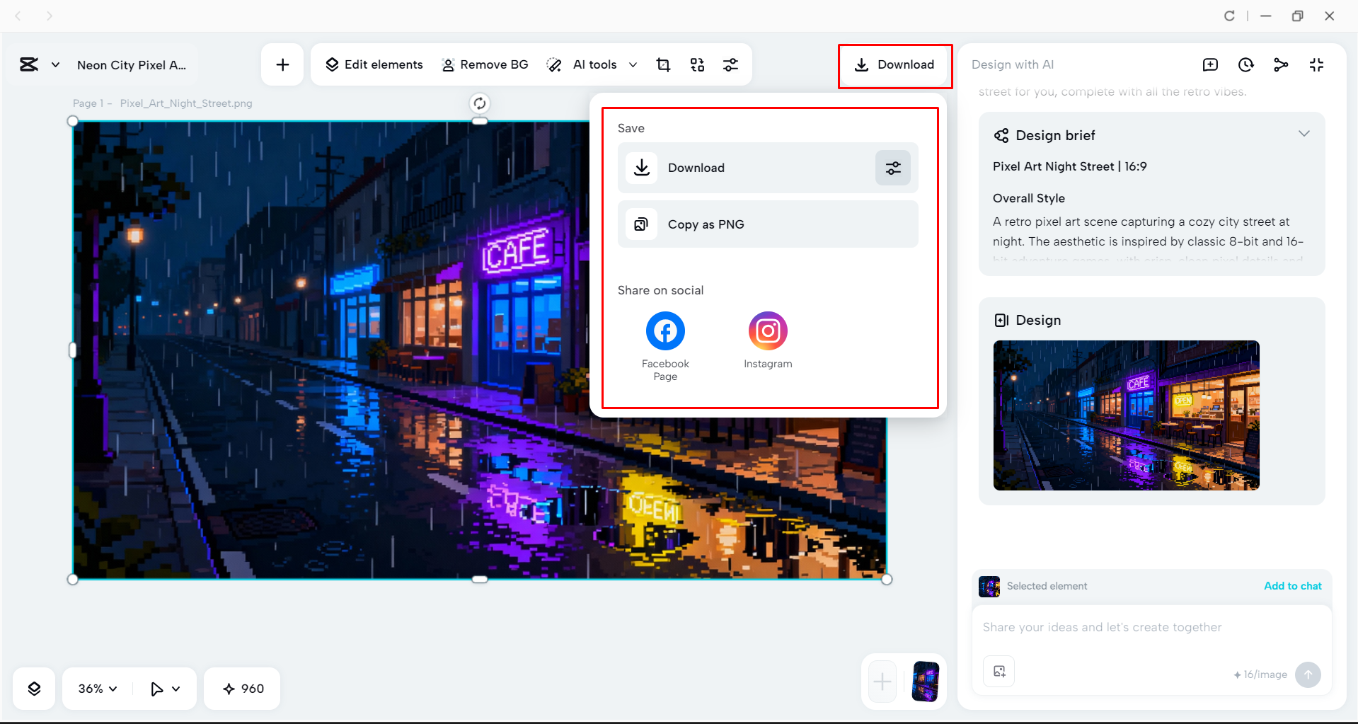 Exporting pixel art from the CapCut desktop video editor