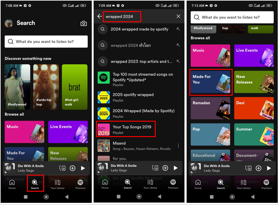 Image showing how to access Spotify music recap