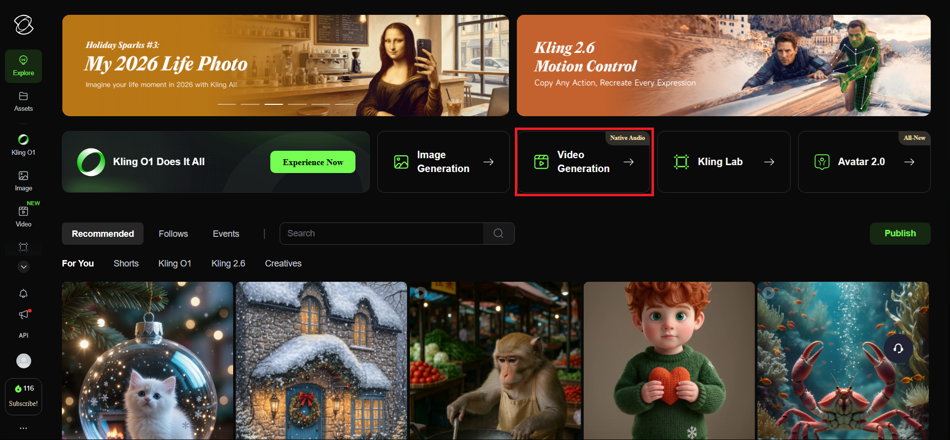 Open the video creation tool