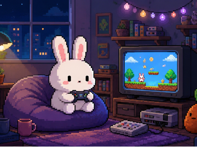 PixelBunny AI Alternatibong prompt halimbawa 1 - Maginhawang pixel room