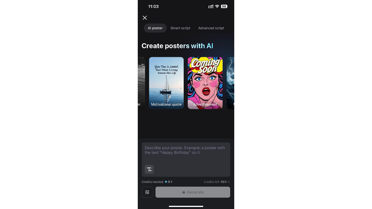 CapCut App AI poster maker