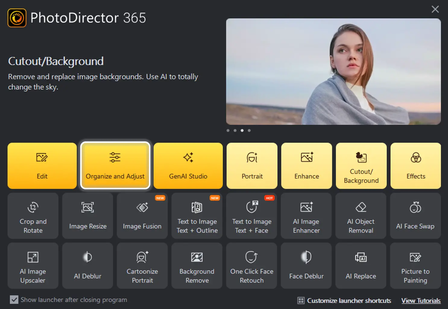 Launch the software and access the red-eye removal tool