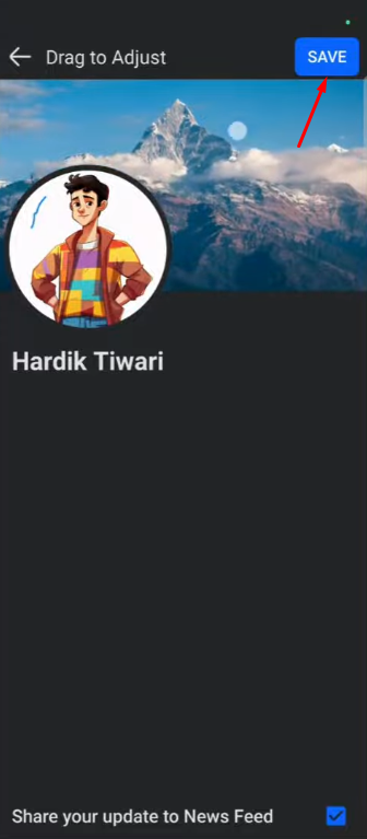 Saving the uploaded cover photo on Facebook