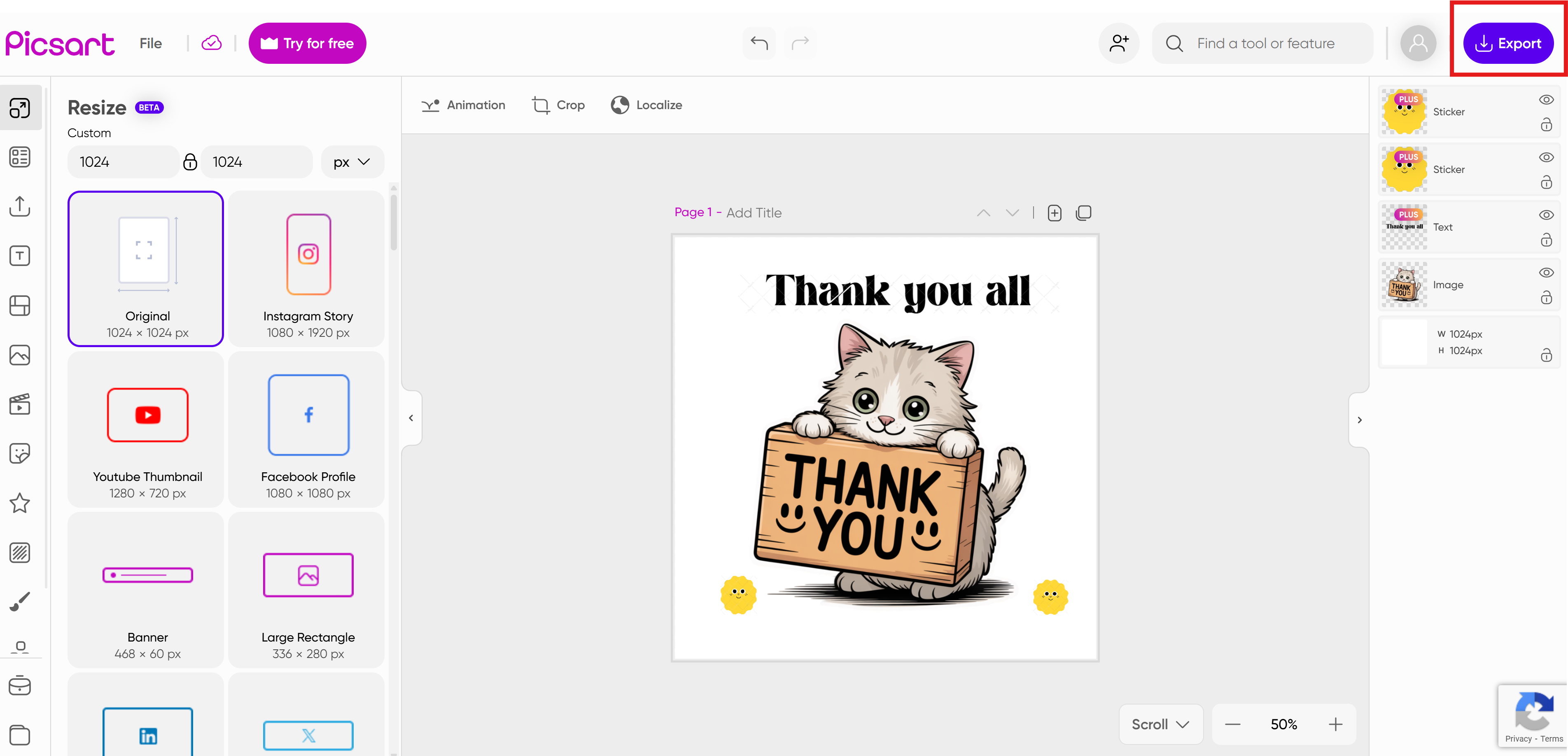 WhatsApp Thanks sticker