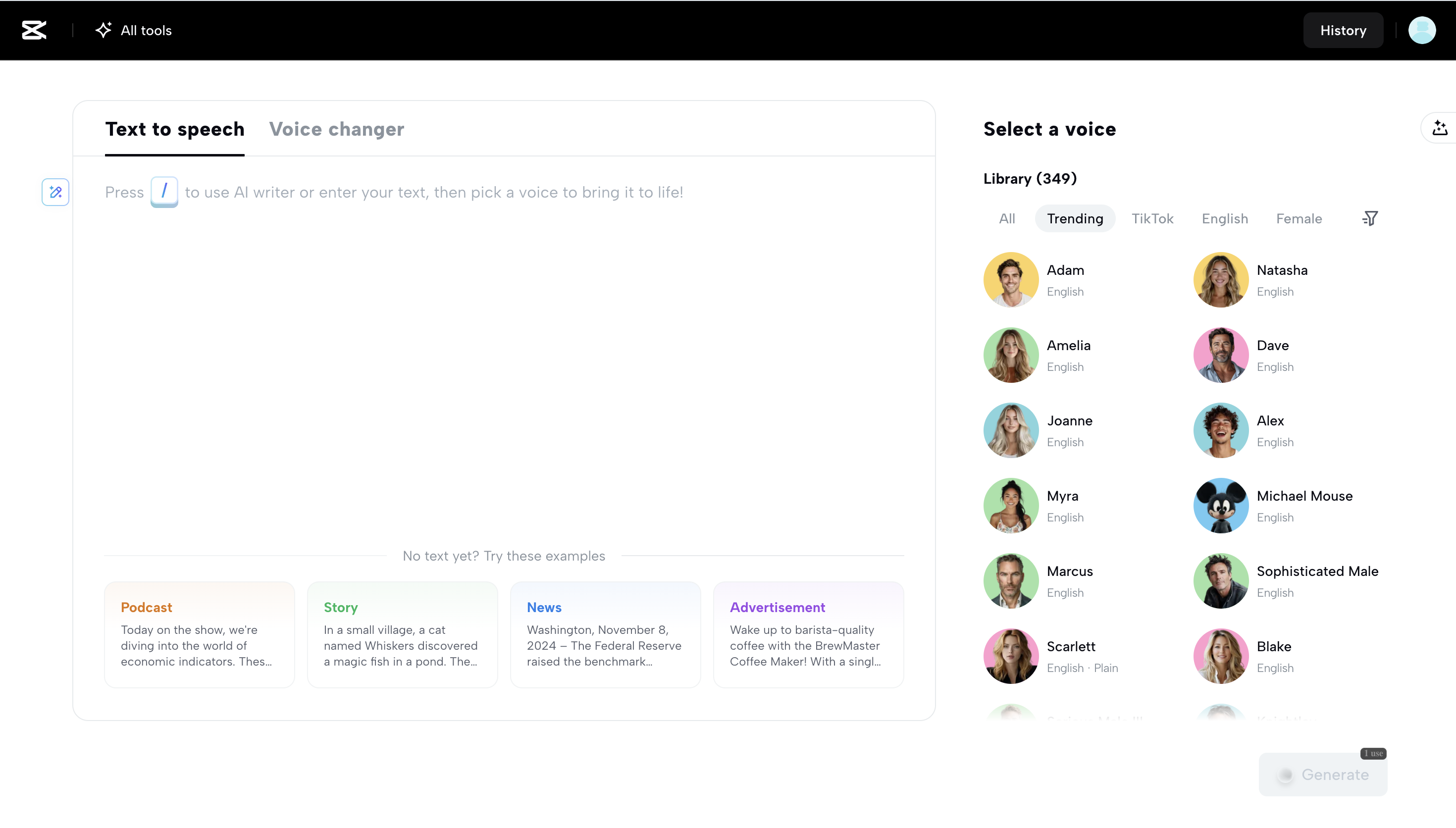 CapCut Web's homepage
