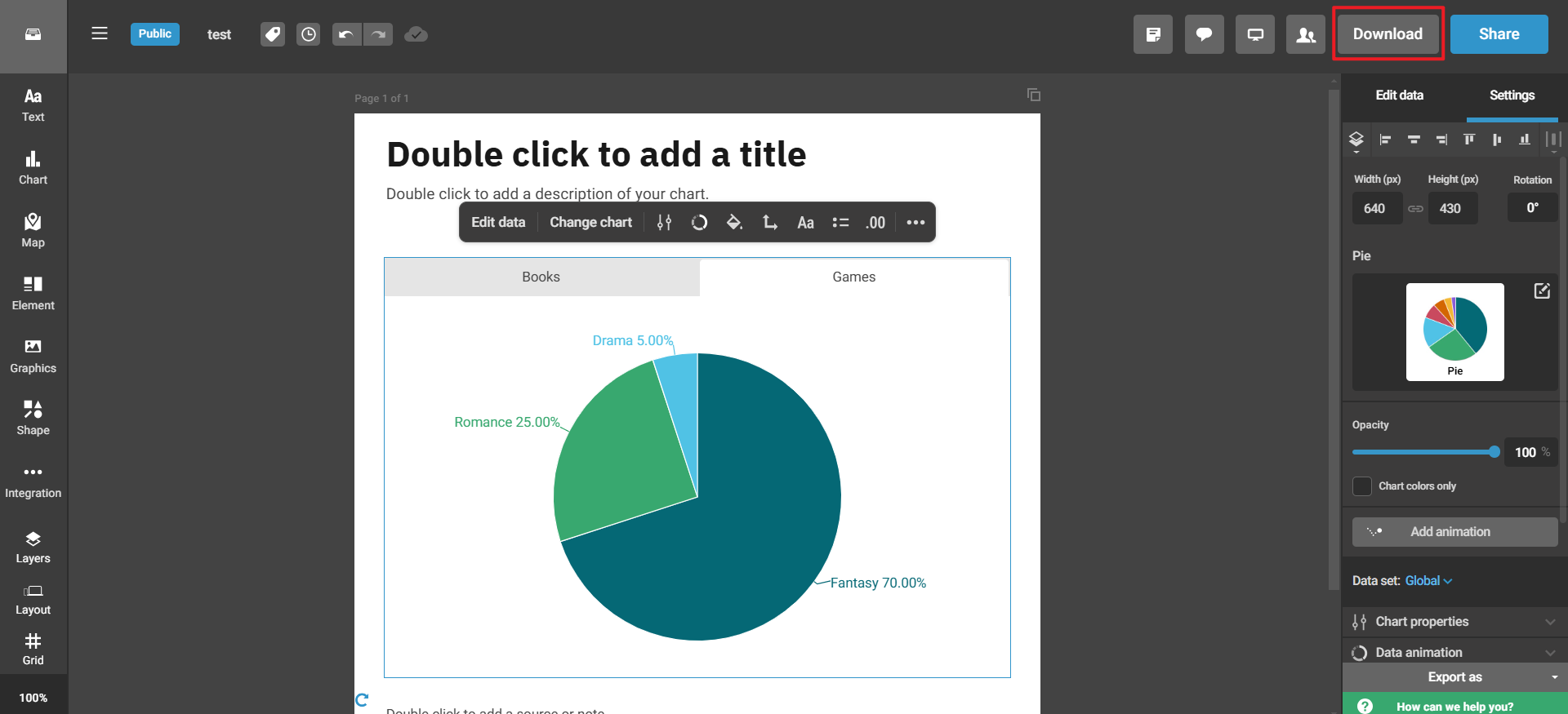 Crear un gráfico circular en línea