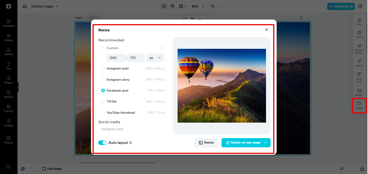 Smart cropping image in Pippit
