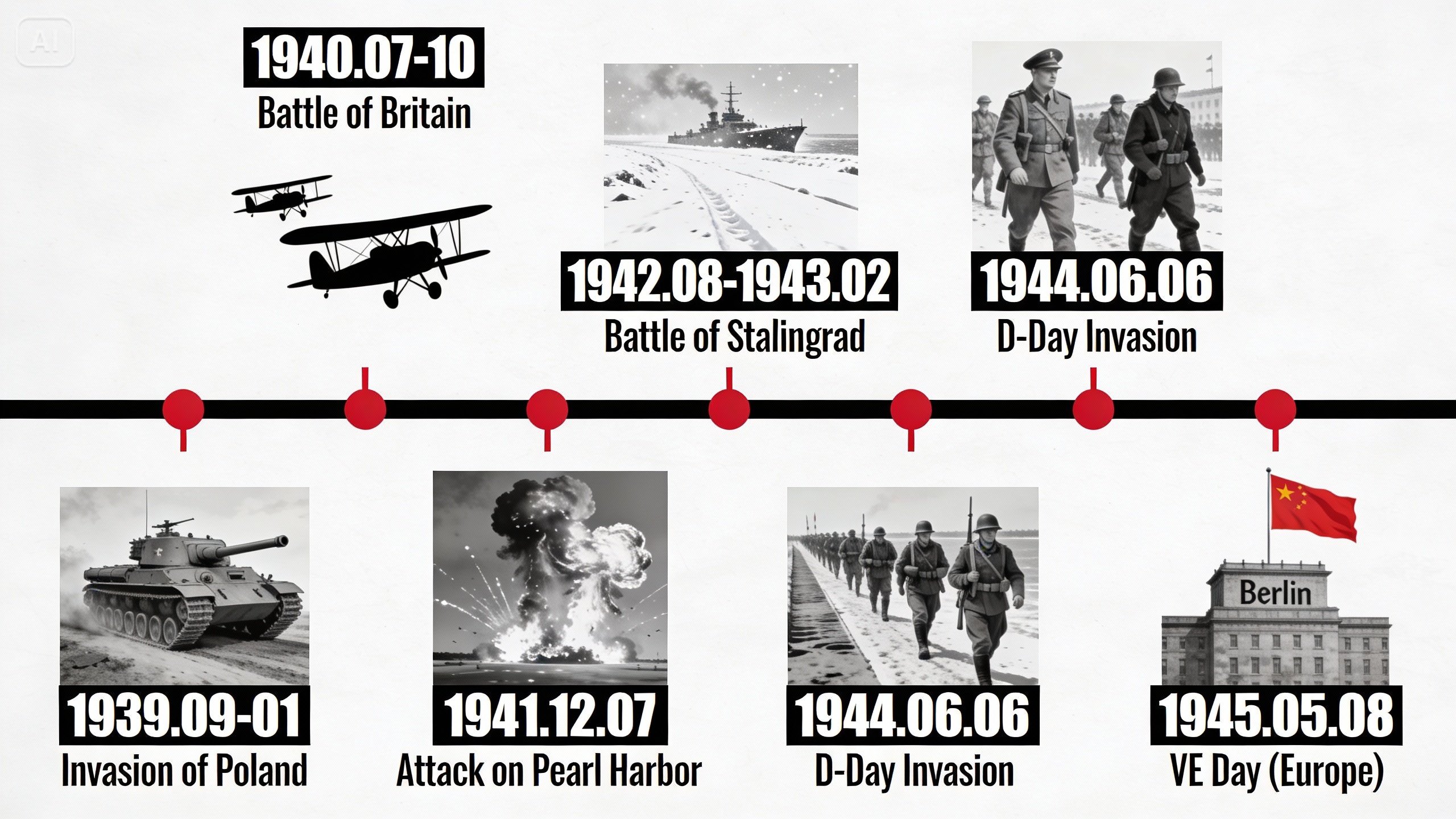 cronologia vizuală a celui de-al Doilea Război Mondial