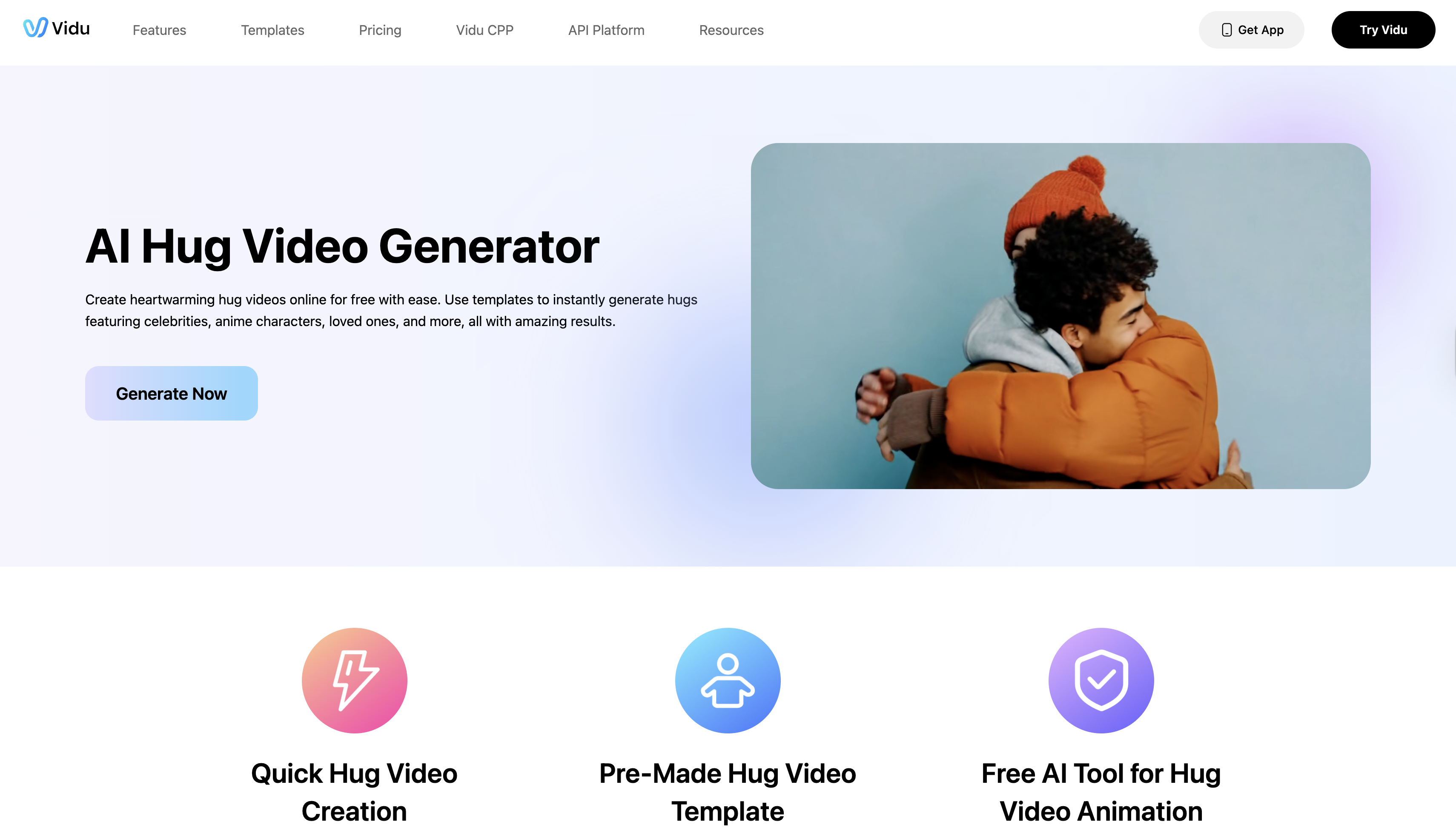 Vidu AI hug interface
