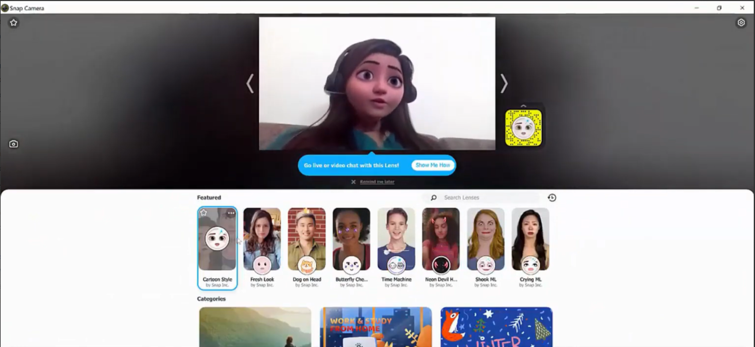 Snap Cámara - un sitio para descargar filtros de Snapchat en PC