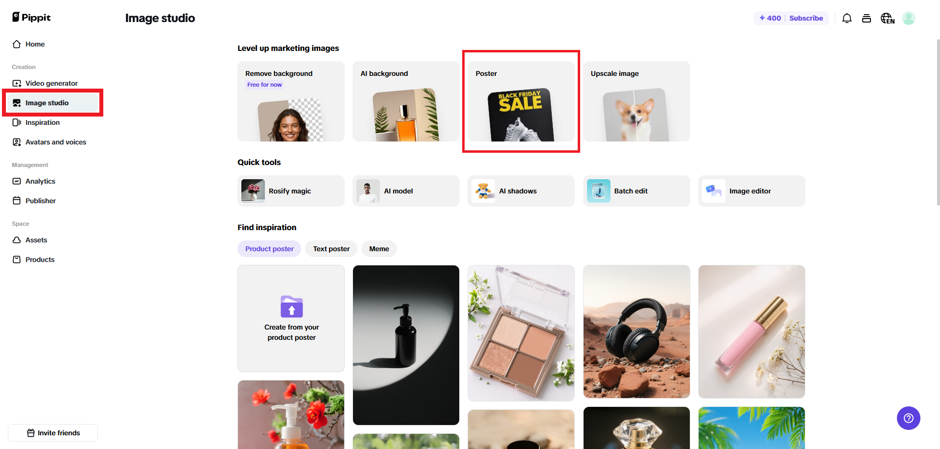 Select the poster creation feature
