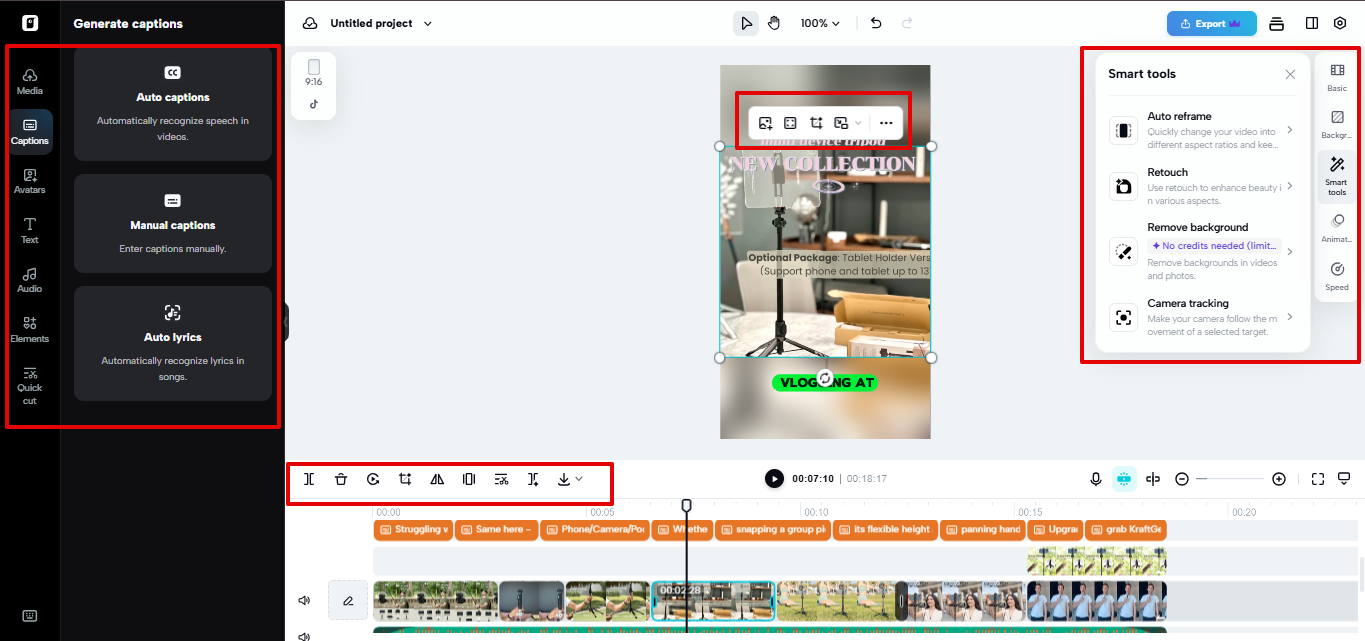 Advanced video editing space Pippit