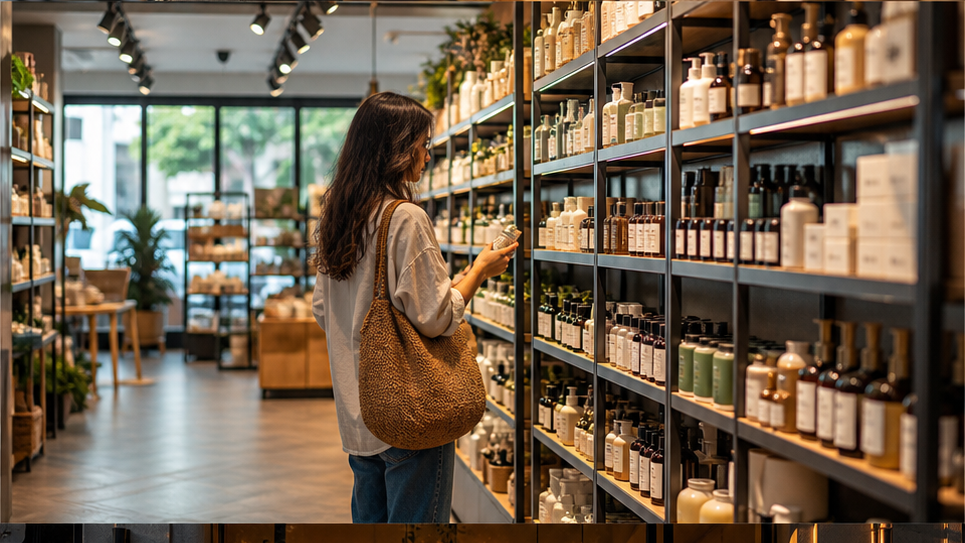 In-Store Display Video Shopper exploring a product aisle