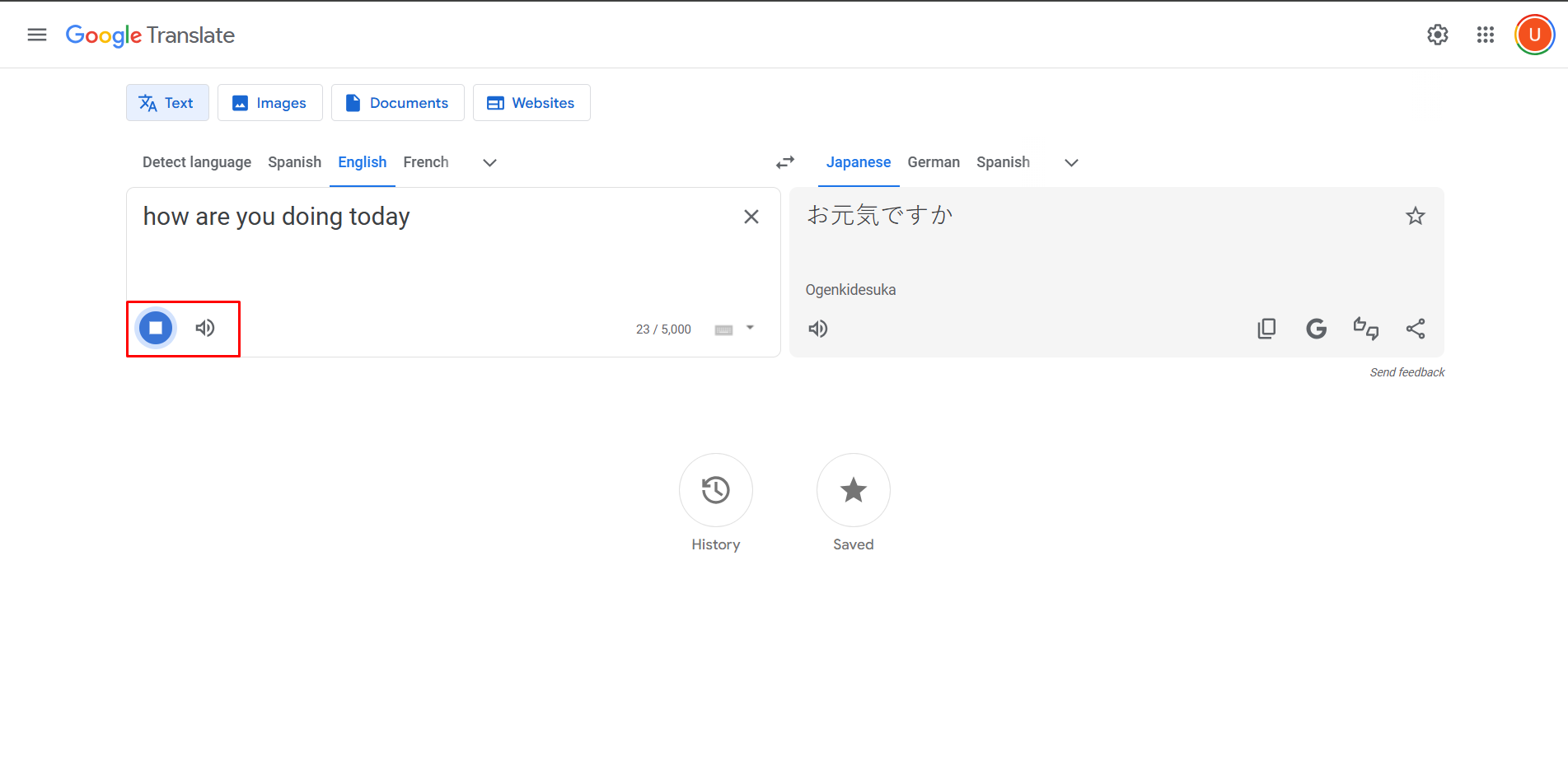 Translating English audio to Japanese with Google Translate