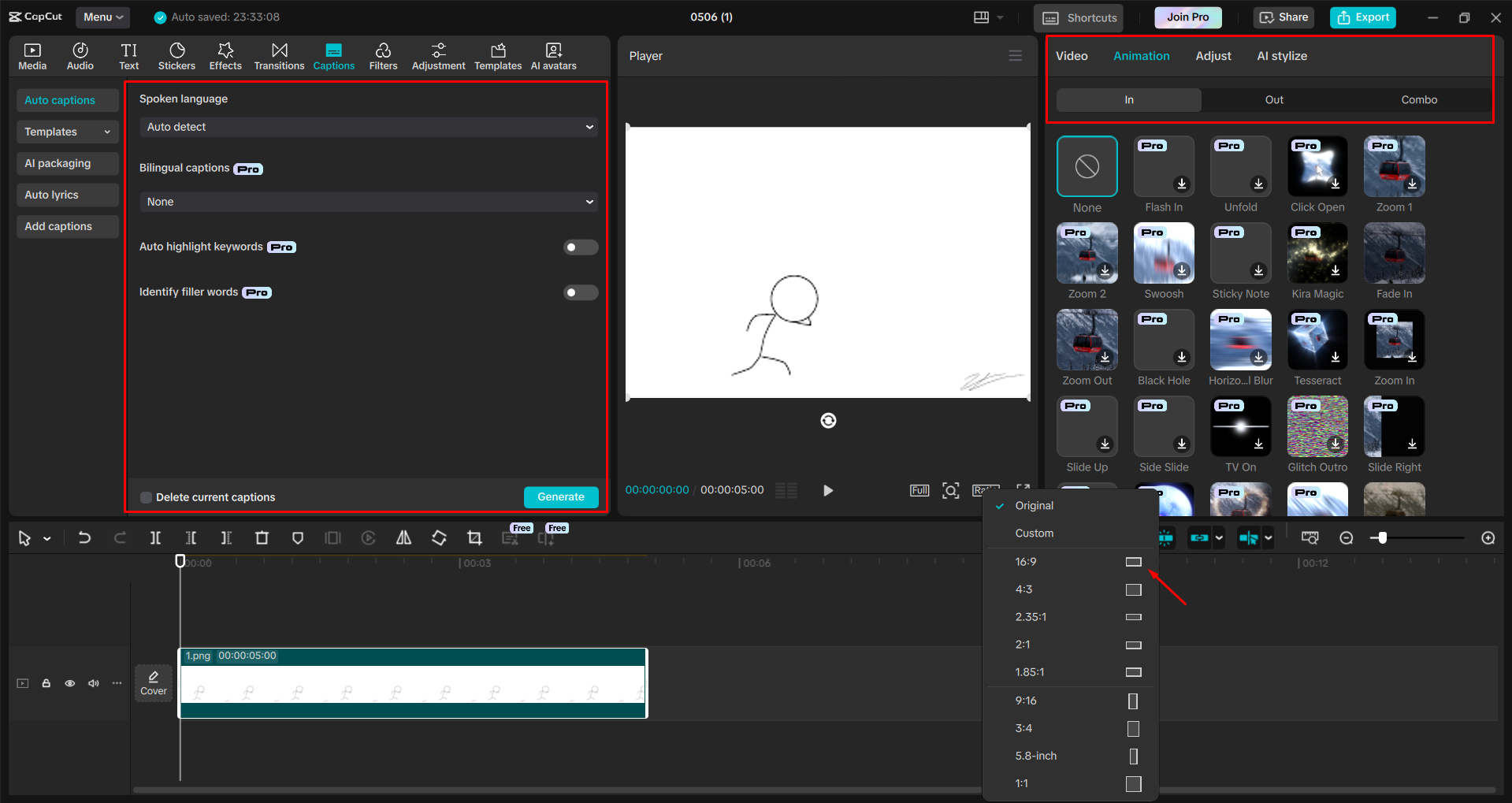Adding and editing the animations in videos with the CapCut desktop video editor