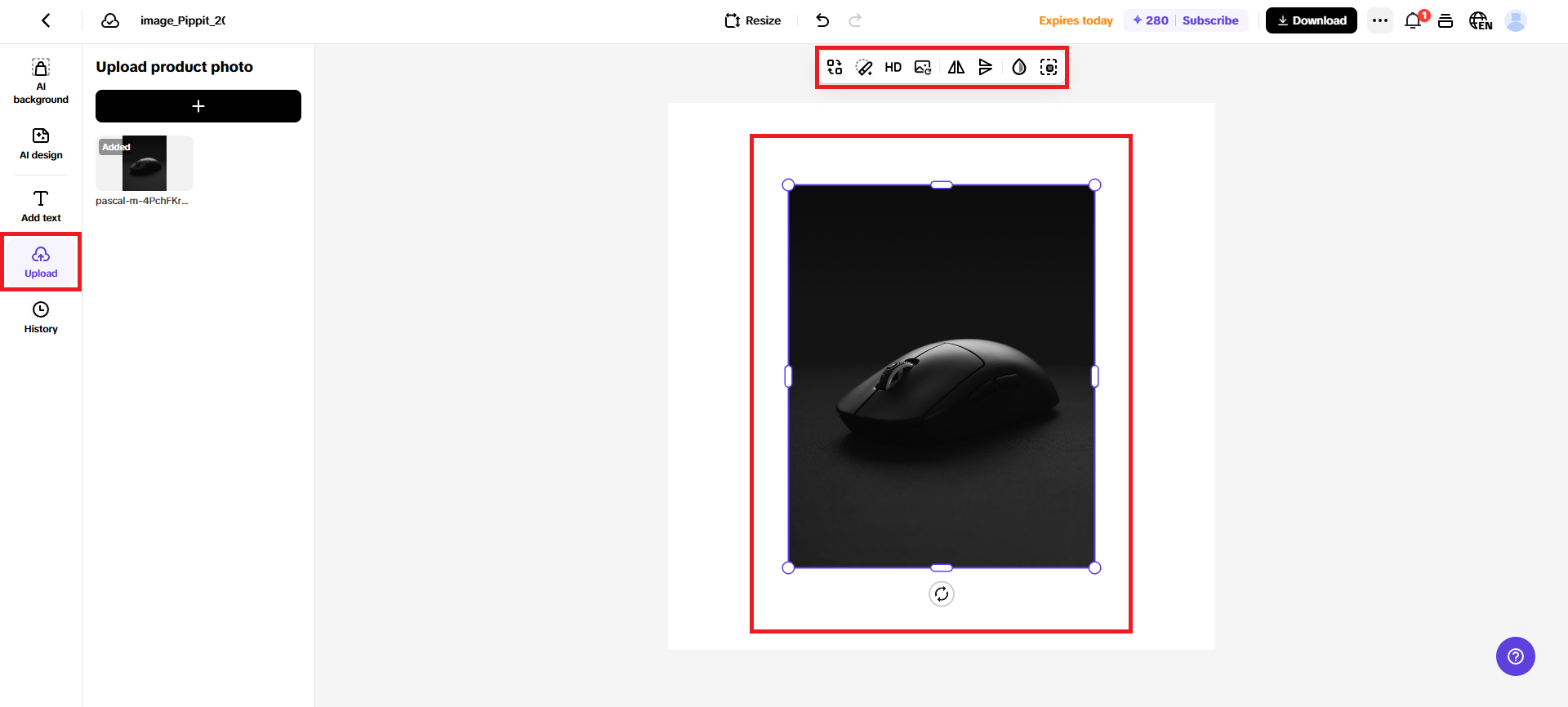 Upload your product image