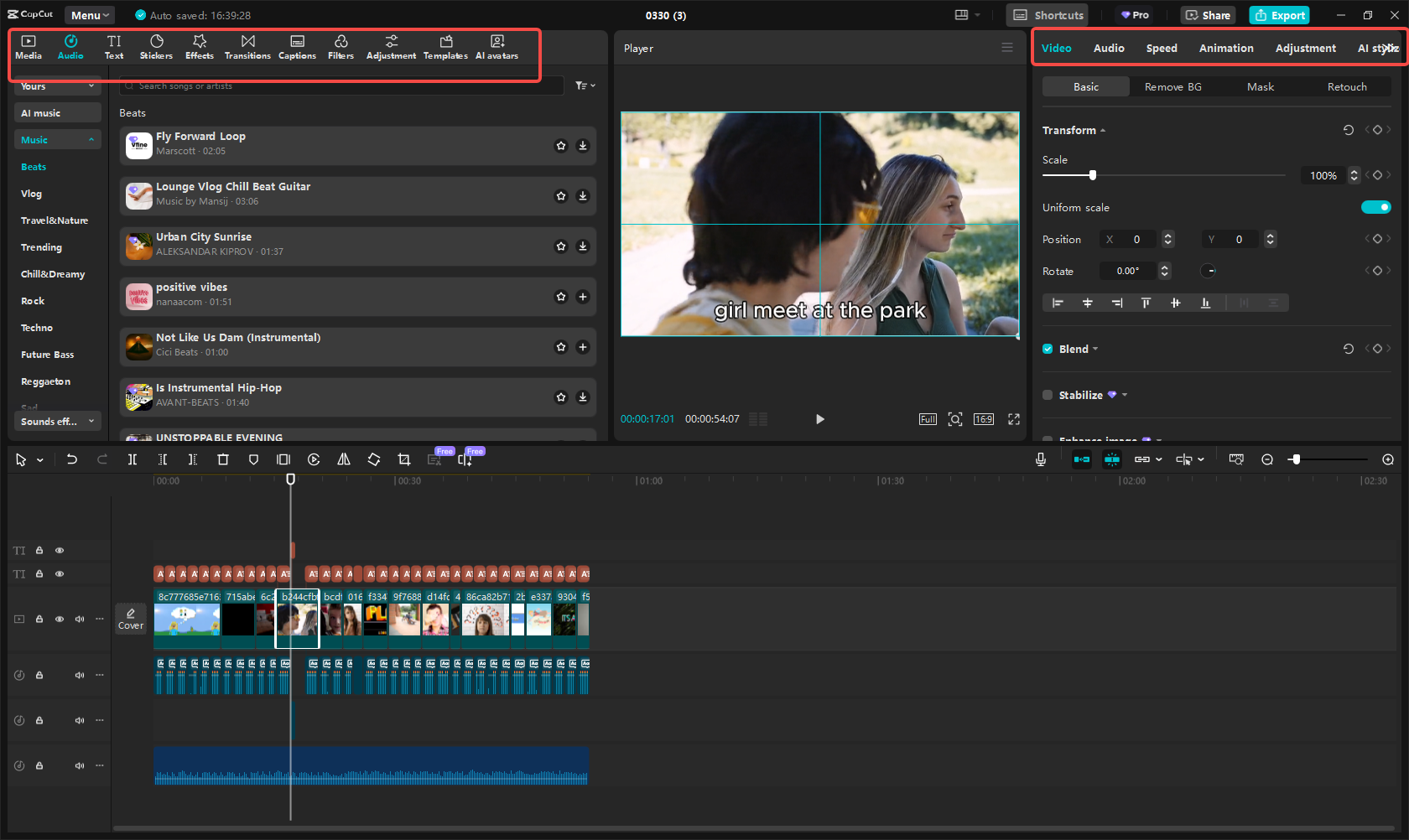 Bearbeiten Sie das generierte Video
