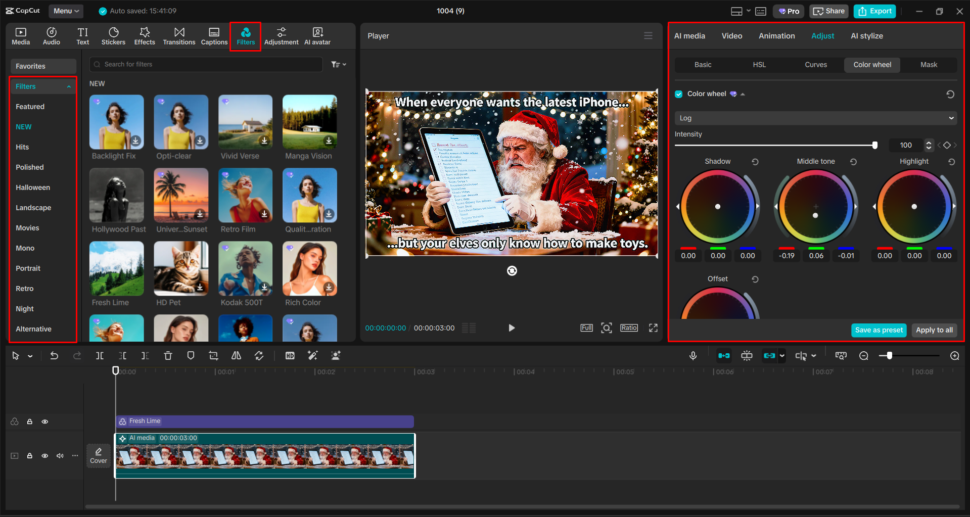 Editing the Christmas meme with the CapCut desktop video editor