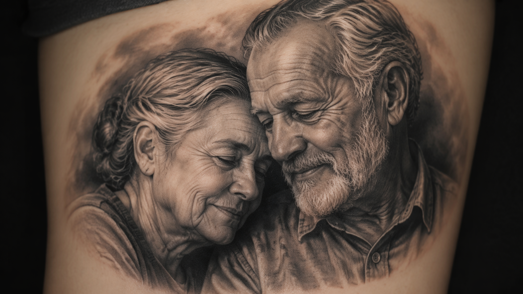 Dreamina mom and dad Tattoo AI Prompt prompt example 4: Emotional Ink Close-Up