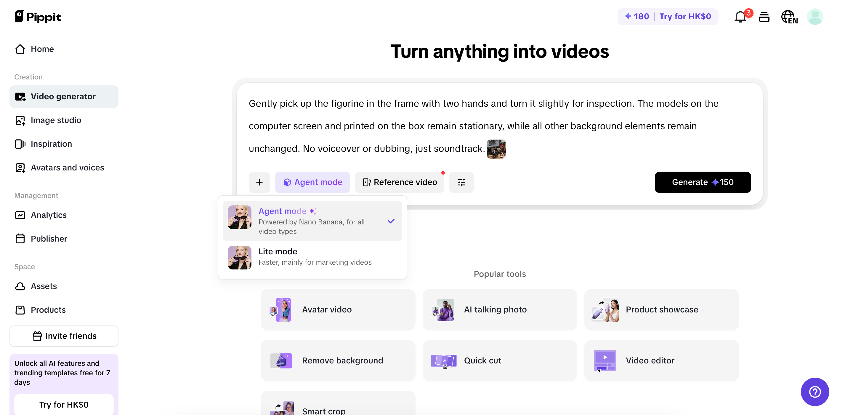 Đi đến giao diện trình tạo video