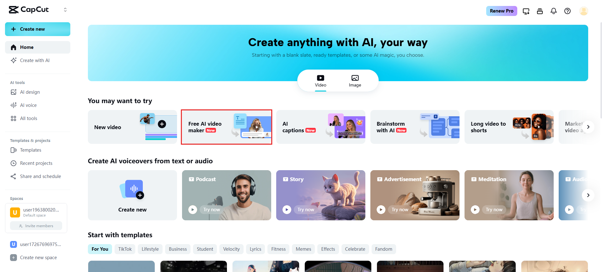 Access Free AI video maker