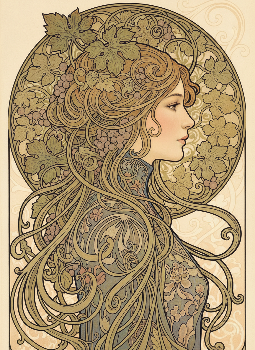 Art Nouveau profile portrait
