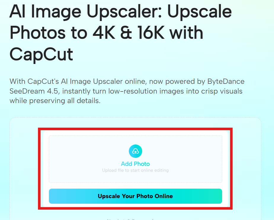 Upload image in CapCut