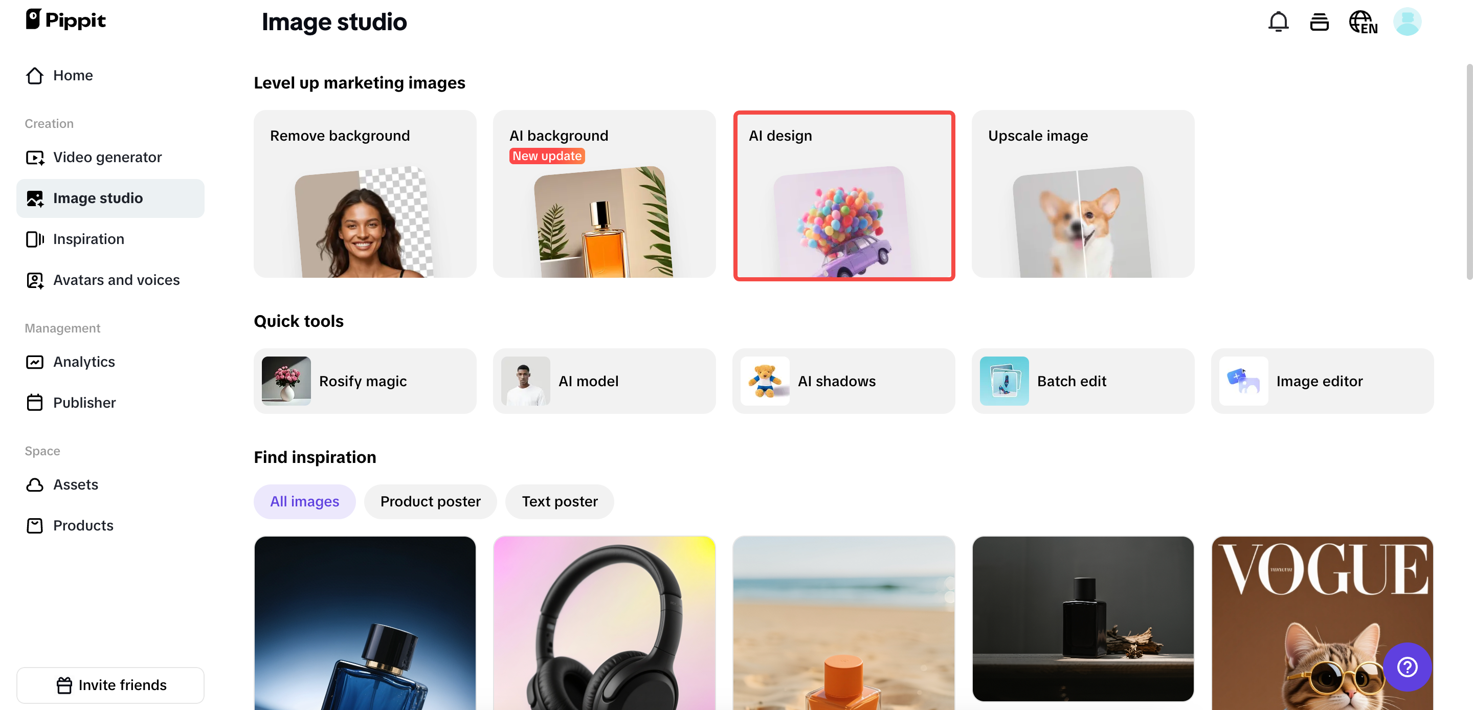 Come to the AI design feature