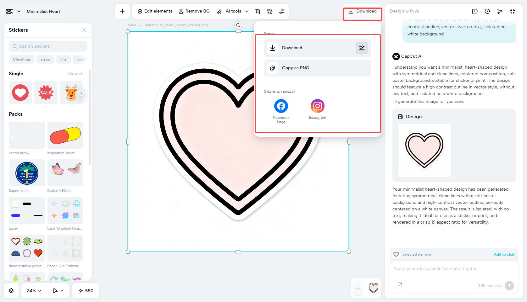Export your heart shape
