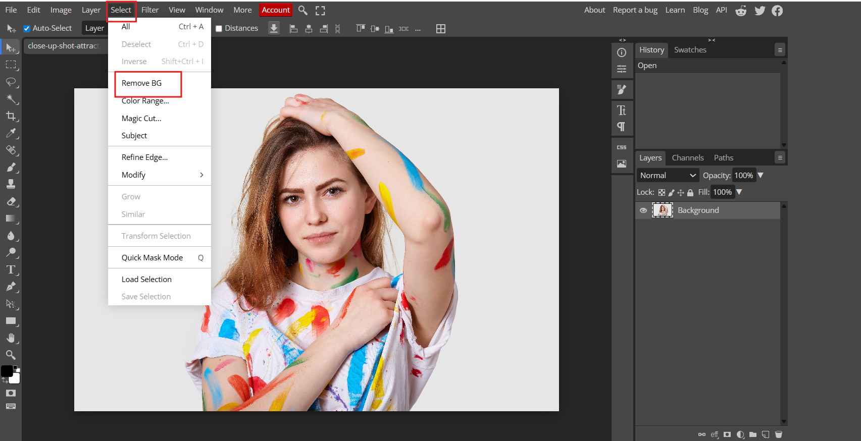 Enable the Remove BG tool