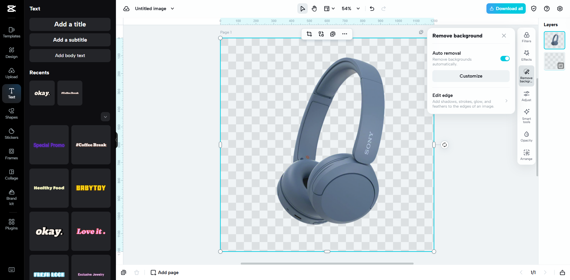 Interface of CapCut Web - an easier way to remove image background