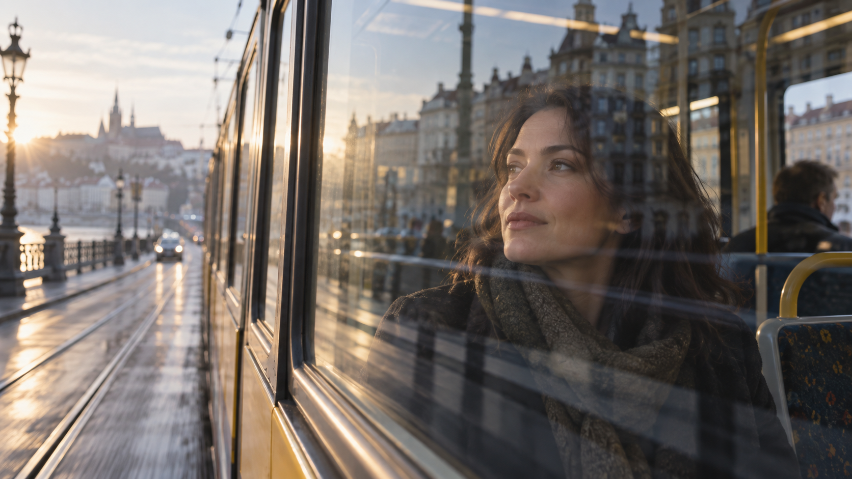 beautiful video clips: Morning Tram Reflection