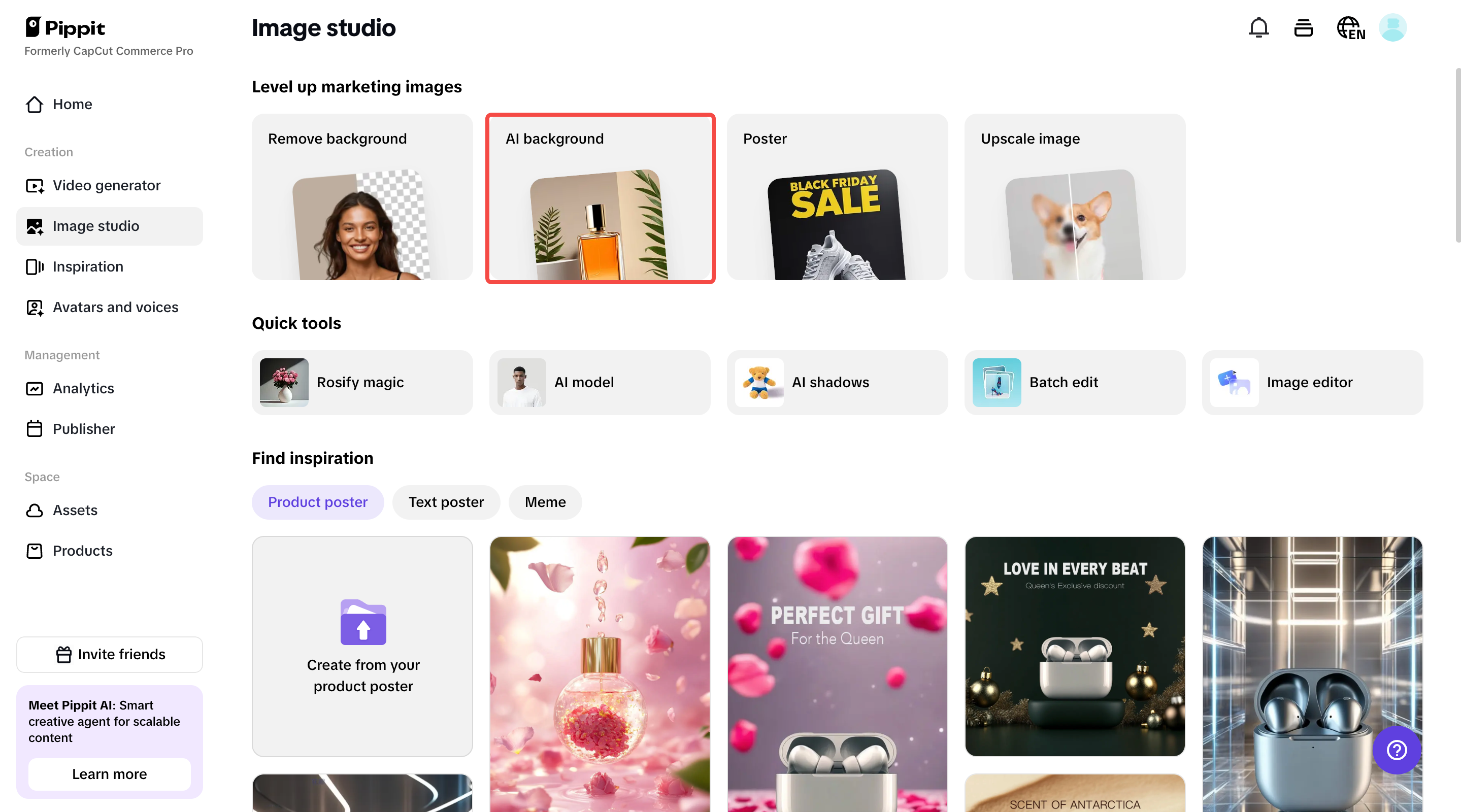 Go to the image studio