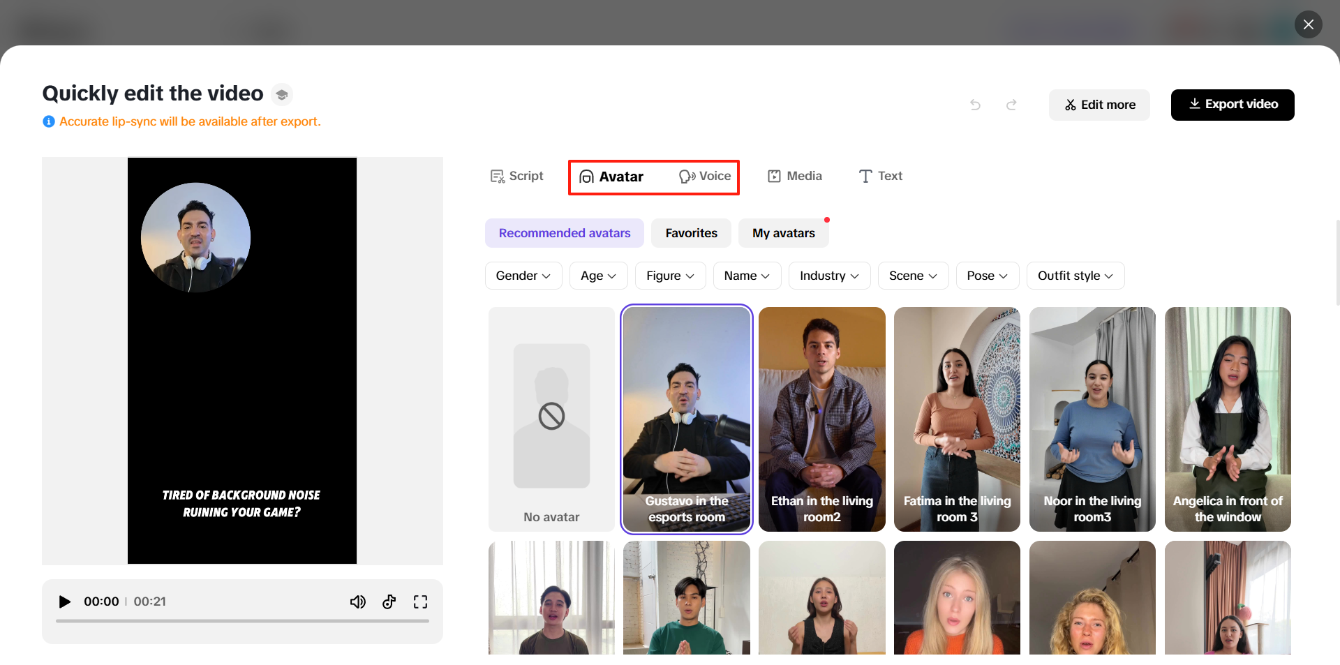 Engaging voiceovers and animated avatars