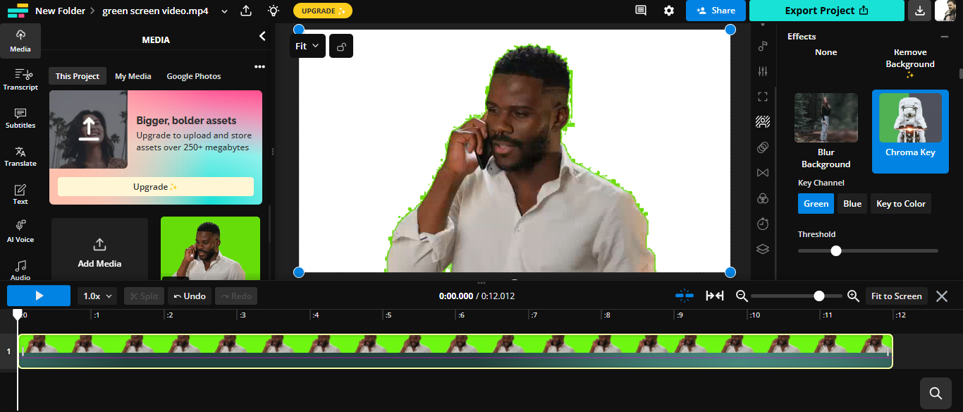 Apply Chroma Key to remove the green screen