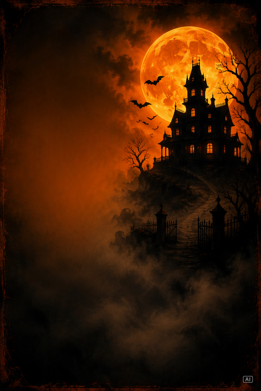 Halloween poster haunted house image generated by Pippit